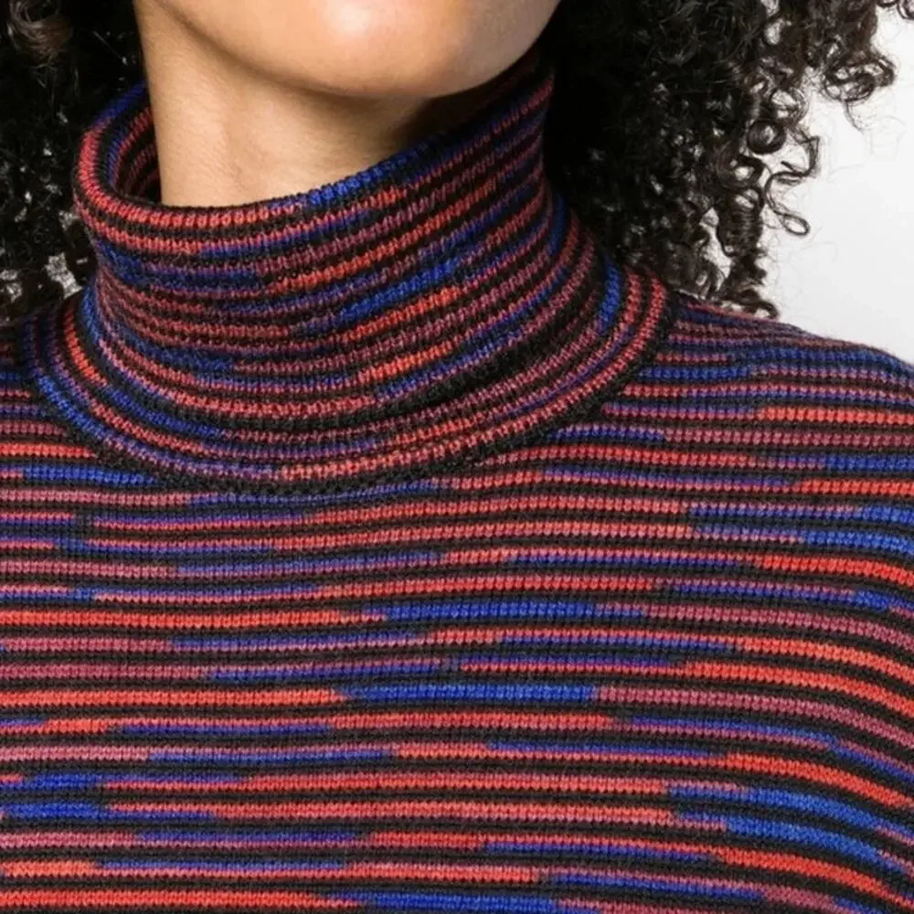 Missoni Oversized 100% Virgin Wool Striped Turtleneck Sweater EUC Sz Small $595
